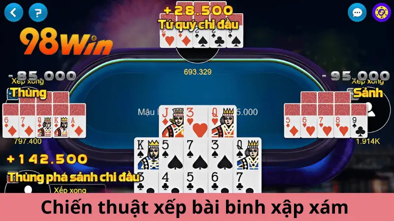 Bí quyết xếp bài binh xập xám tại 98win luôn thắng